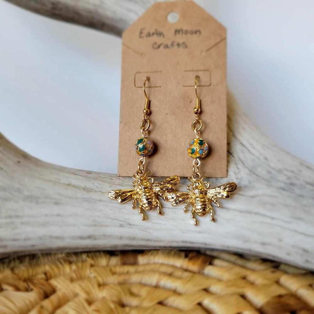 Handmade Gold-Tone 'perfect pair' Bee Earrings